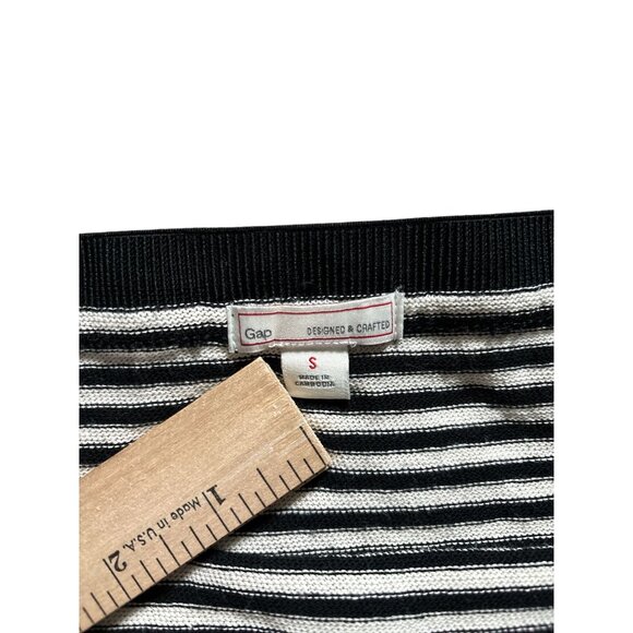 Gap Womens Maxi Skirt S Striped Black White 100% Cotton Side Slits Casual Work - Picture 4 of 7
